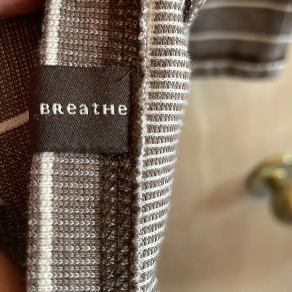 PRANA Keller Organic Cotton Shirt Men’s M Brown/Striped Long Sleeve Crewneck